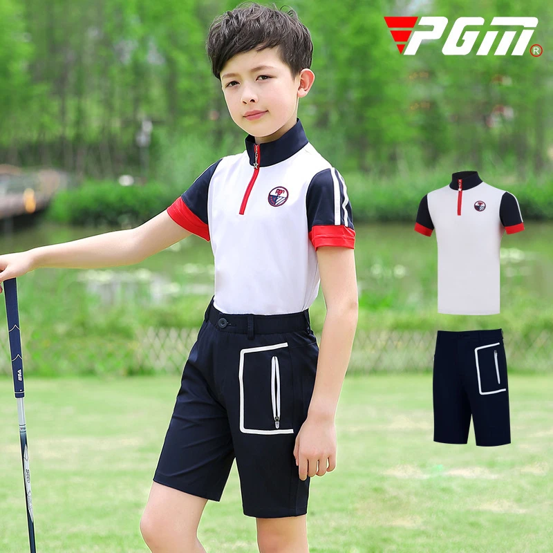 Pgm Conjuntos de de Golf para niños, camiseta de manga corta transpirable, pantalones con bolsillo con cremallera, ropa de Golf de secado rápido, D0783|Camisetas de entrenamiento de golf| - AliExpress