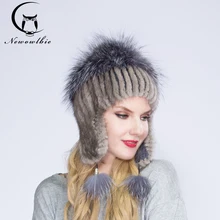 Новинка, зимняя теплая норковая шапка из лисьего меха, Женская норковая шапка, защита для ушей, модная меховая шапка высокого качества для молодых женщин
