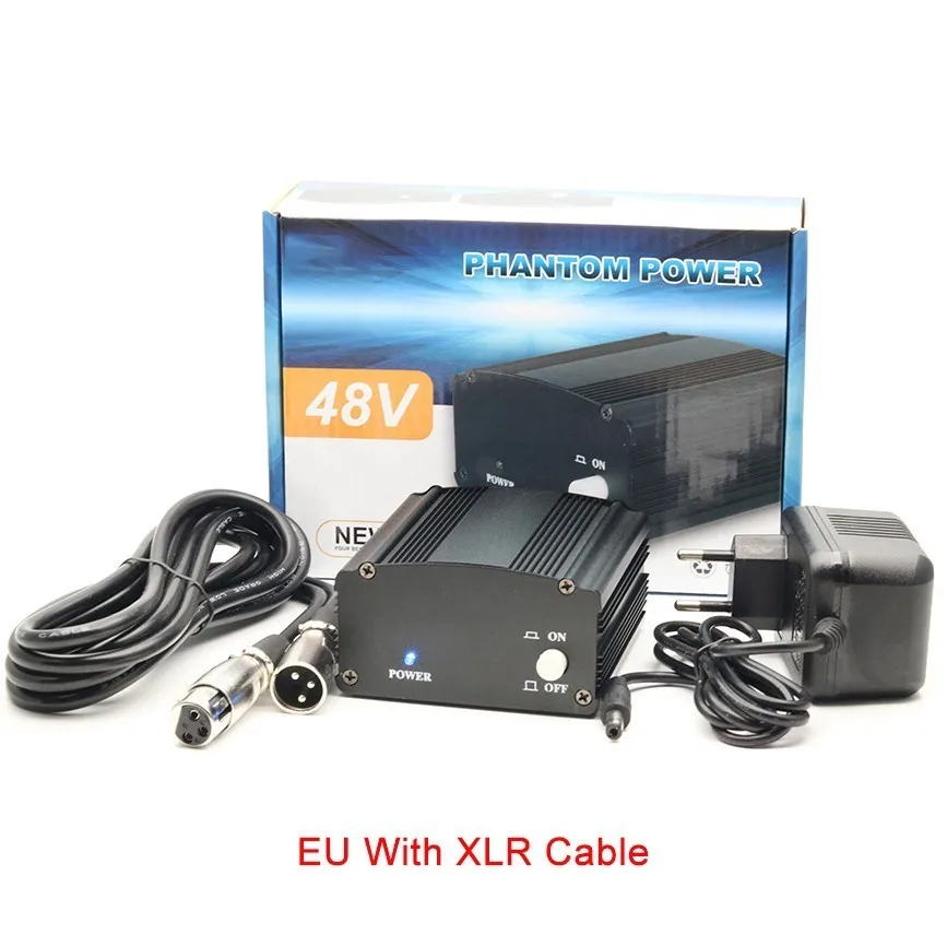 GEVO 48 В фантомный блок питания с адаптером ЕС 3 м аудио XLR кабель для конденсаторного микрофона студийное музыкальное голосовое оборудование для записи - Цвет: EU 220V XLR Cable