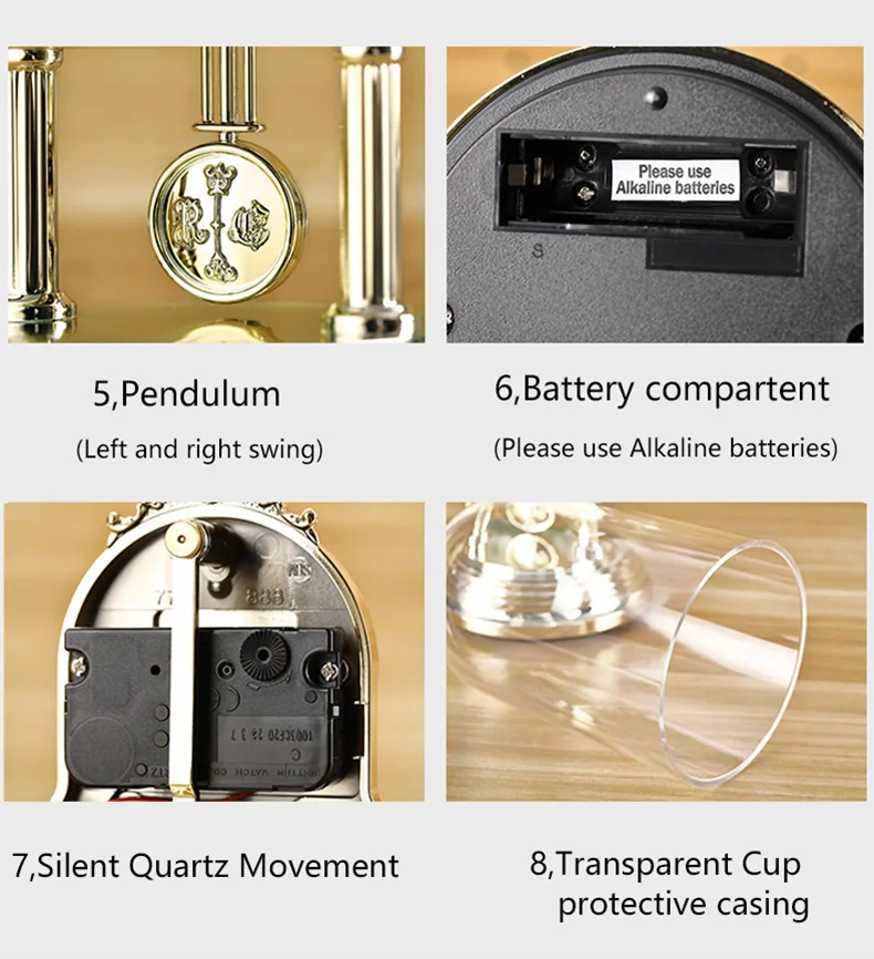 Ритм 8 дюймов оригинальность настольные часы Бесшумный кварцевый механизм для учебы настольные часы качающийся маятник и вращающийся маятник домашний декор