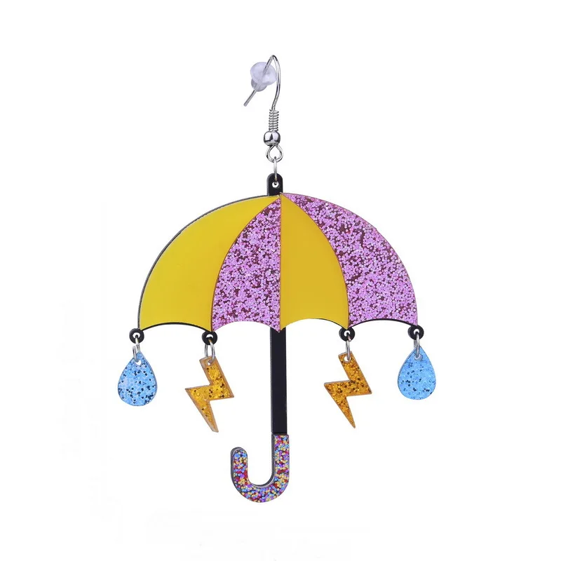 

New Exaggerated Colorful Umbrella Geometric Acrylic Drop Earrings Fashion Hollow Out Abstract Simple Big Dangle Earrings Gift