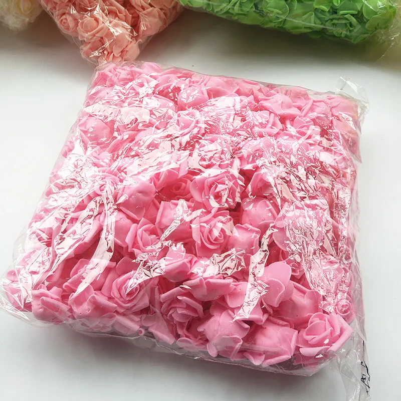 200 pcs/ bag Artificial Flowers rose bear flowers head 4 cm rose flower head foam flower