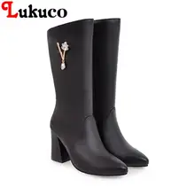 2018 concise large size 39 40 41 42 43 44 45 46 47 48 49 Lukuco women boots zipper design high quality lady shoes free shipping