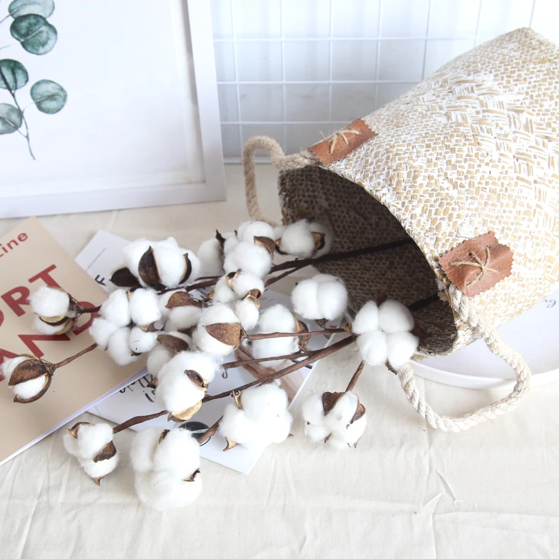 JAROWN Simulation Flower Artificial 10 Heads Natural Cotton Branches Home Decoration Wedding Bouquets DIY Fake Flowers Decor (11)