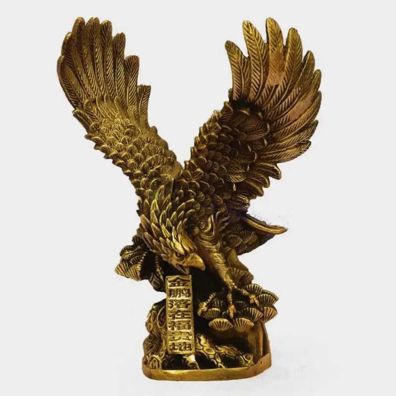 

8"Chinese Brass Copper spread the wings Hawk Eagle Bird Figures Statue