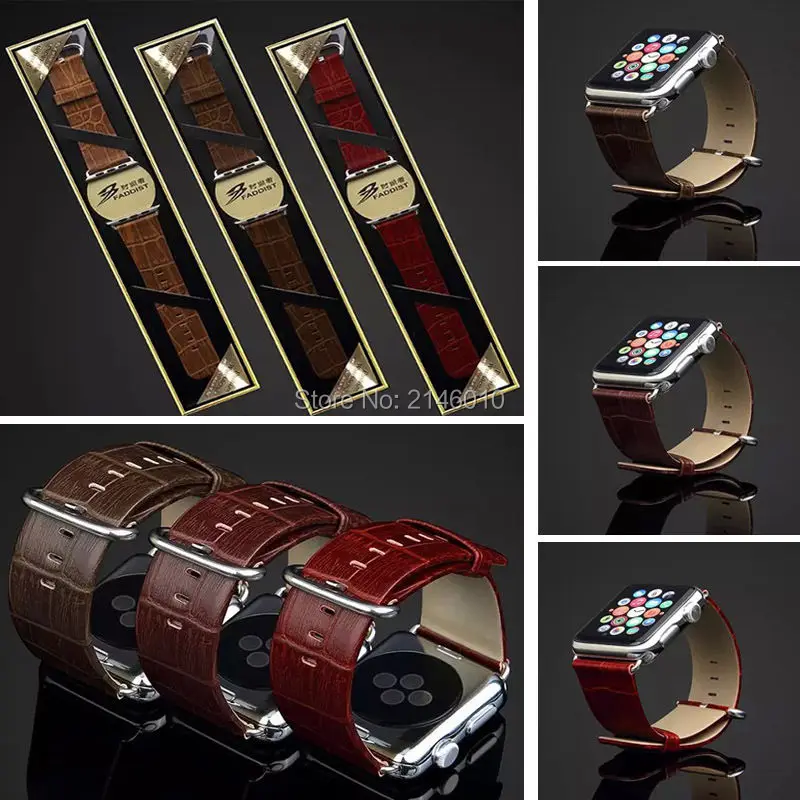 Ремешок для часов из натуральной крокодиловой кожи+ 2 x застежка для Apple Watch 42 мм аксессуары для часов