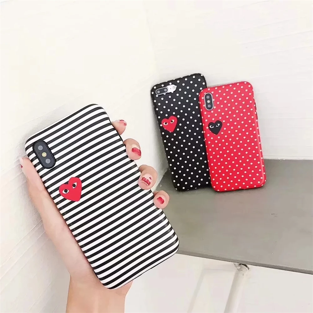 

Wave Point Stripe Pattern Soft TPU Cover For iPhone X XS MAX XR Janpan CDG Play Comme des Garcons Case For iPhone 6 6S 7 8 Plus