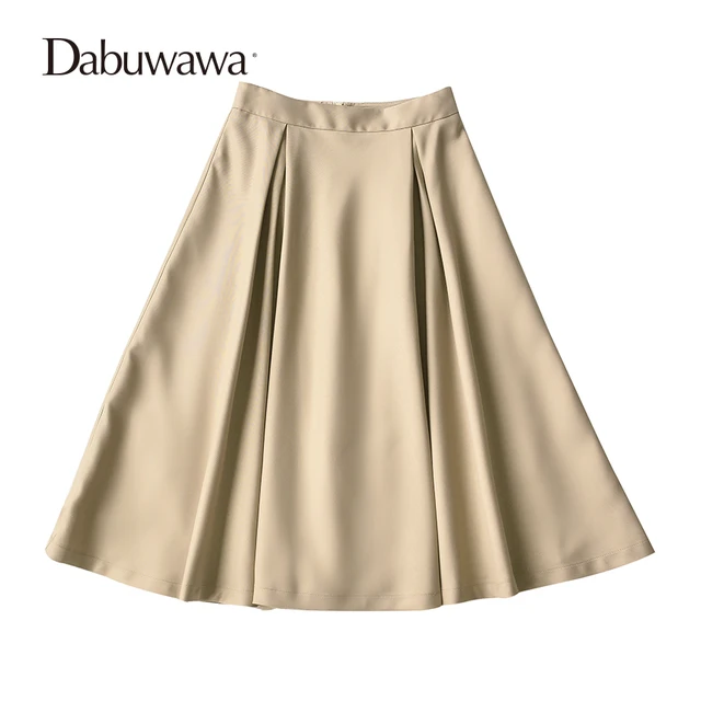 Dabuwawa Khaki Autumn A Line Tutu Midi Skirt Vintage Skirts Womens