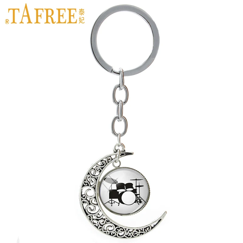 

TAFREE Drum Kit DJ Turner Mixer Musician keychain Guitar Violin Accordion Piano Trumpet silhouette music key chain jewelry T595
