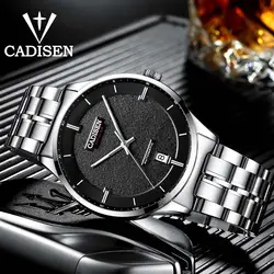 CADISEN оригинальный бренд часы для мужчин Дата Автоматический Self-wind нержавеющая сталь 5atm водостойкие бизнес для мужчин наручные