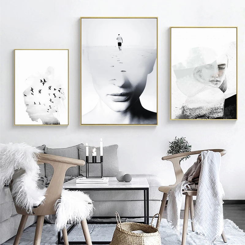 HEYCUADRO Black and white Canvas Art Print Poster Wall Pictures for Home Decoration Love story Decor BW027 | Дом и сад