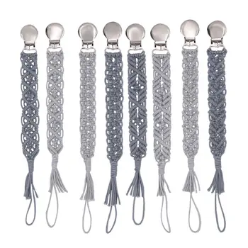 

Handmade Crochet Baby Pacifier Chain Clip Vintage Cotton Yarn Anti-fall Newborn Dummy Pacifier Clip Holder