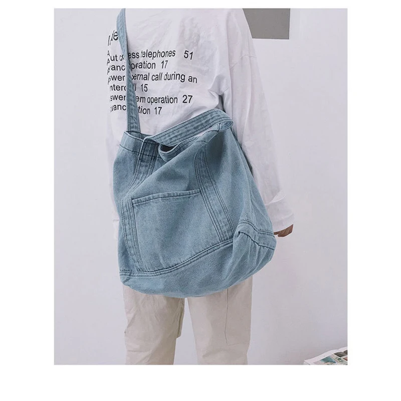 Women Shoulder Bag Large Capacity Cowboy Denim Jeans Tote Crossbody Bags Casual Shopping Shopper Bag Fashion Beach Handbags