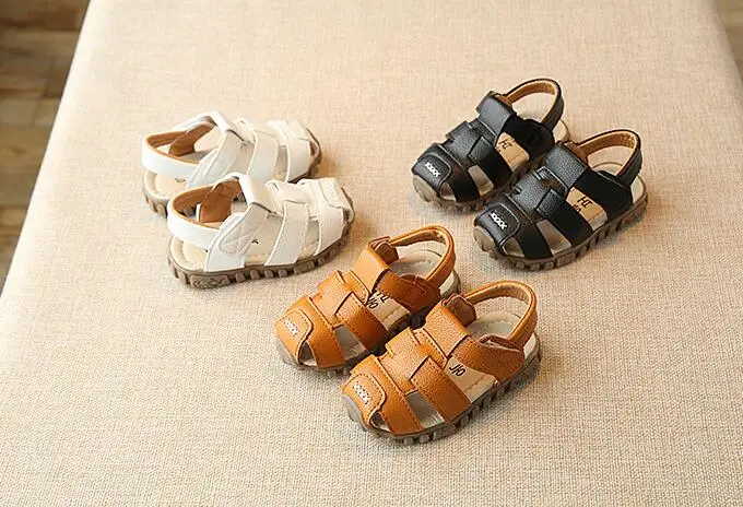 Г. летние стильные модные детские сандалии, обувь для мальчиков и девочек, сандалии, повседневная обувь на плоской подошве, 21-25 кожаные детские сандалии для мальчиков