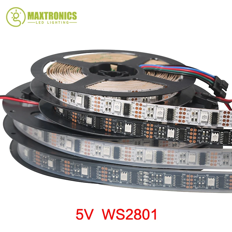 

5M/roll DC5V WS2801 5050 SMD RGB strip Individually addressable 32leds/m Arduino development ambilight TV, 1 ic control 1 led