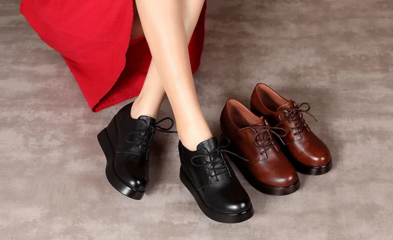 

YR!Free shipping.sales.fashion Women genuine leather shoes.brand new cowhide flat platform shoes.casual street Increase shoes.