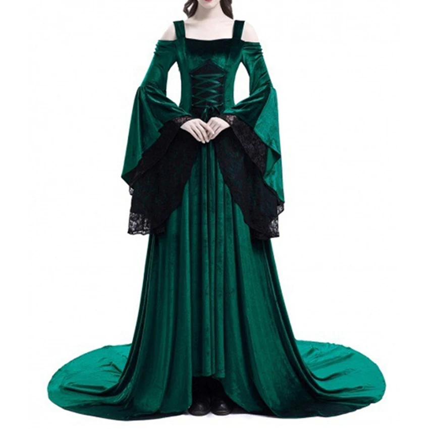 

Women's Plus Size Cosplay Halloween Dress Medieval Palace Princess Dress Adults Women Gothic Queen Long Dress Big Size S-5XL