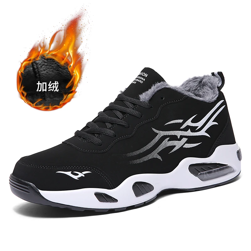 

New 2019 winter Fur Plush warm thickening men's casual shoes trend shoes cotton shoes male High Top shoes