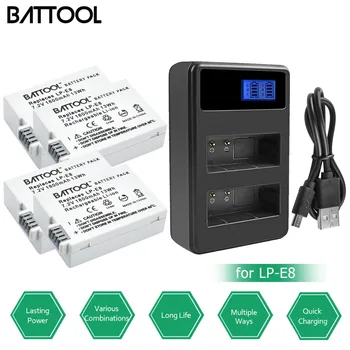 

4PCS 1800mah LP-E8 LPE8 LP E8 Battery Batterie AKKU+LCD Dual Charger for Canon EOS 550D 600D 650D 700D X4 X5 X6i X7i T2i T DSLR