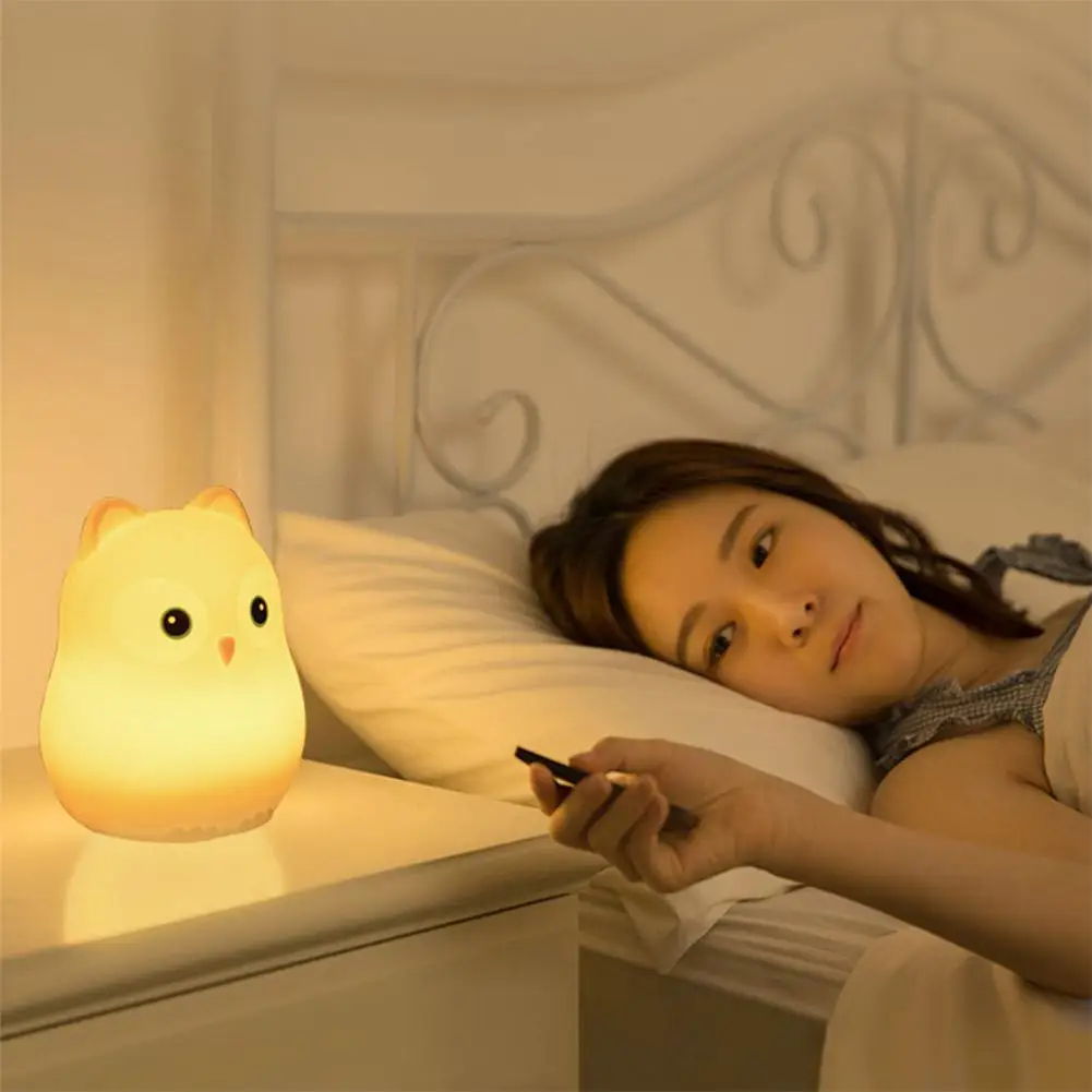 7 цветов Изменение светодиодный ночник Сова Мультфильм силиконовый детский ночник детский игрушечные лампы прикроватная Ночная лампа