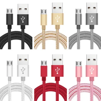 

Top Quality 2A Fast Charging Speed 1m 2m 3m 10ft micro v8 5pin alloy braided nylon usb cable for samsung s6 s7 edge for iphone