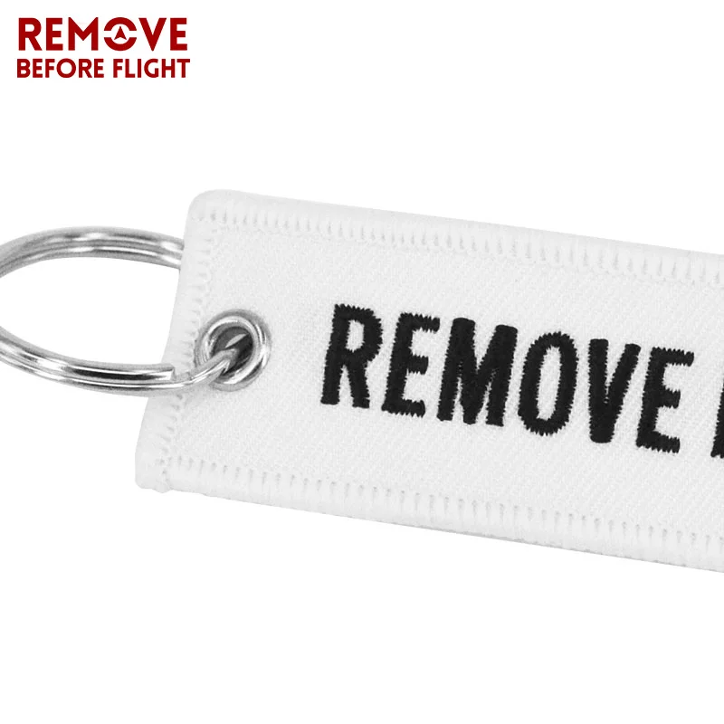 Remove Before Flight Key Fob Key Chain llaveros Important Things Tag White Embroidery Key Fobs OEM Key Jewelry Aviation Gifts Chaveiro6