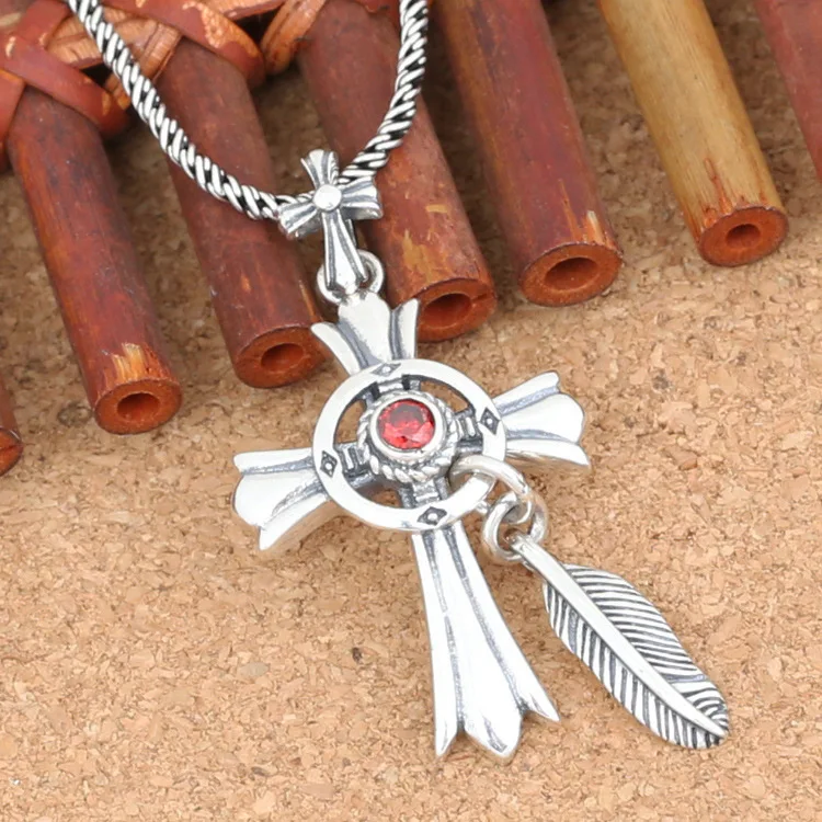 

Choker Necklace Asg Pure Fashion Jewelry, Japan And South Korea Female Money Domineering Hyacinth Cross Pendant Feather Joker