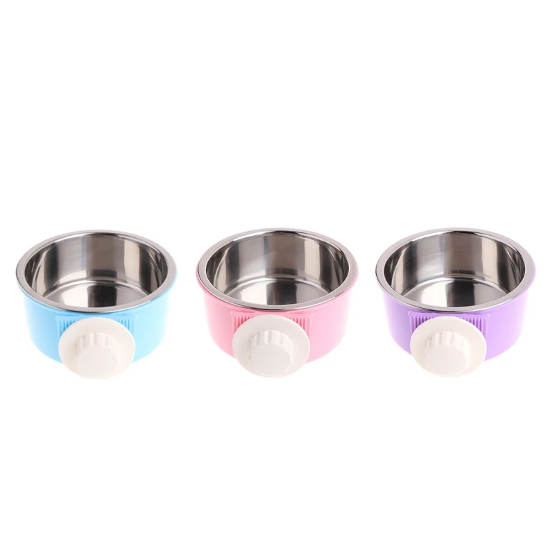 font b Pet b font Feeding Fixed Bowl Stainless Steel Cage Food Water Feeder For