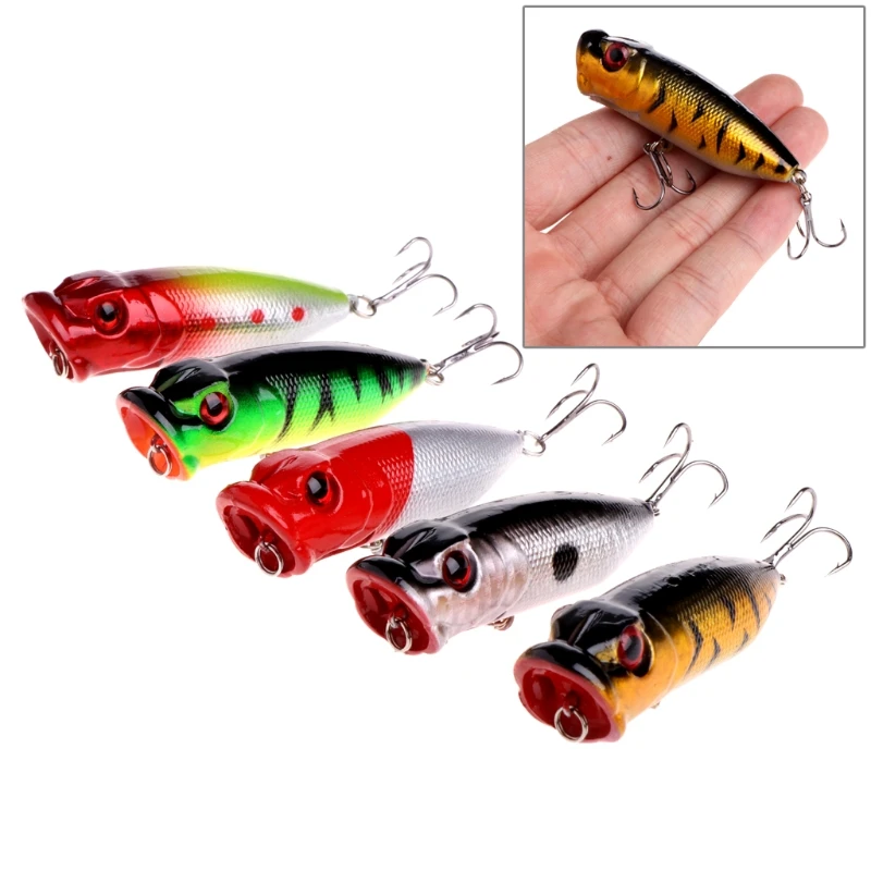 

5Pcs/Set 13g 6.5cm Fishing Topwater Floating Popper Poper Lure Hooks Bait Crankbait