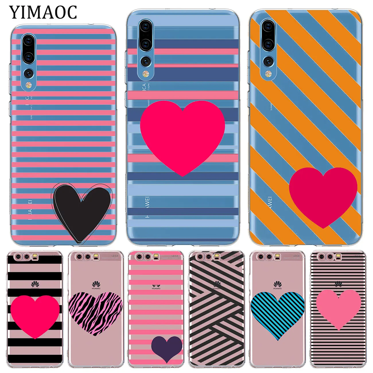 Мягкий силиконовый чехол для телефона YIMAOC в розовую полоску с сердечными губами
