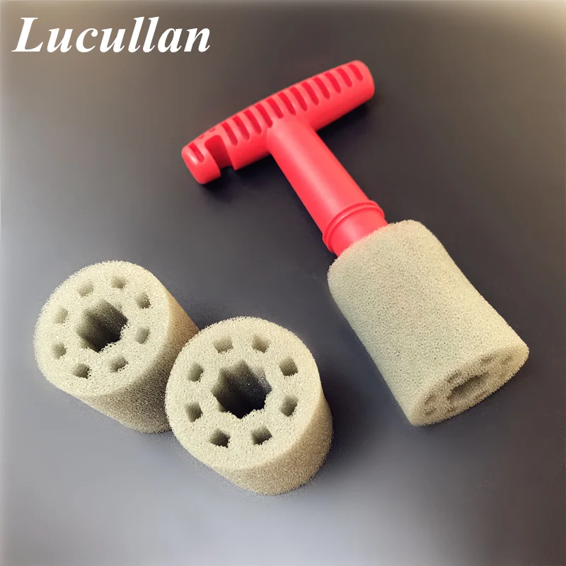 Lucullan Design Form Fitting Recessed Lug Nut Wheel Cleaning Brush With Handle and Removable Insert Sponge Lucullan Design Form Fitting Recessed Lug Nut Wheel Cleaning Brush With Handle and Removable Insert Sponge