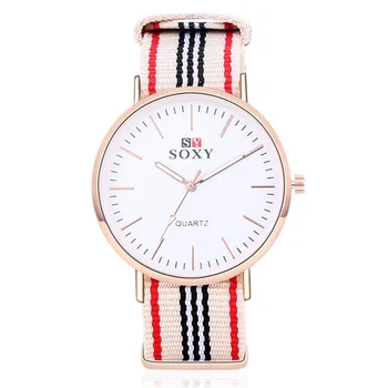 

Fashion Wristwatch for Women Men Quartz Timer Nylon Strap Ladies Watch New Timepiece for boy girl