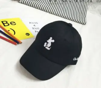 KDBS002a, осенняя хлопковая кепка с вышитыми буквами для маленьких мальчиков, детская бейсбольная кепка, спортивная Милая бейсболка с рисунком, кепка для девочек - Цвет: Mouse BLACK