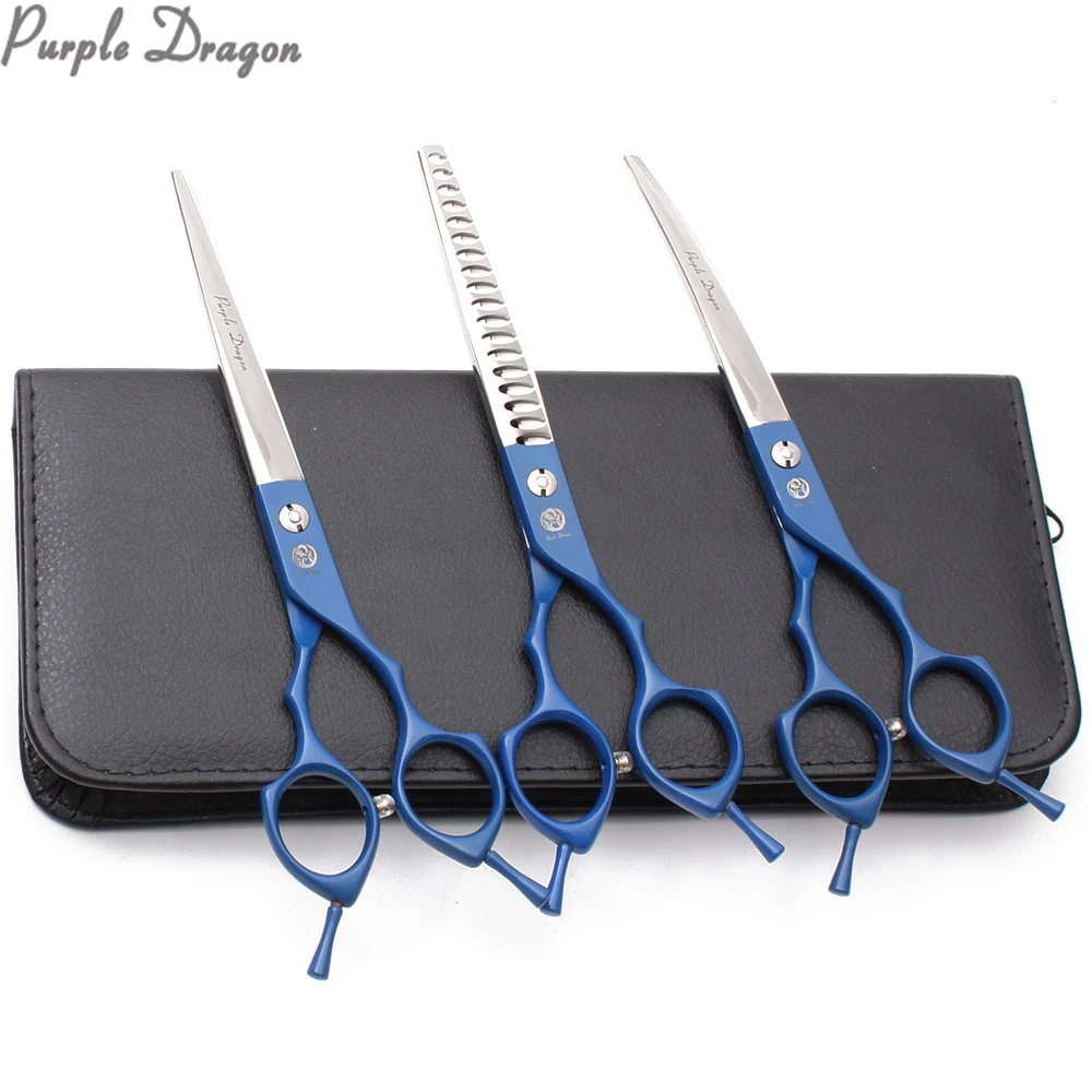 

Suit 6.5" 440C D3Pcs Dog Grooming Scissors Straight Shears Thinning Scissors Down Curved Shears Professional Pet Scissors Z3009