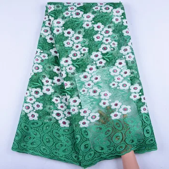 

2019 Latest Green French Nigerian Laces Fabric High Quality Tulle African Laces Fabric Wedding African French Tulle Lace Y1555