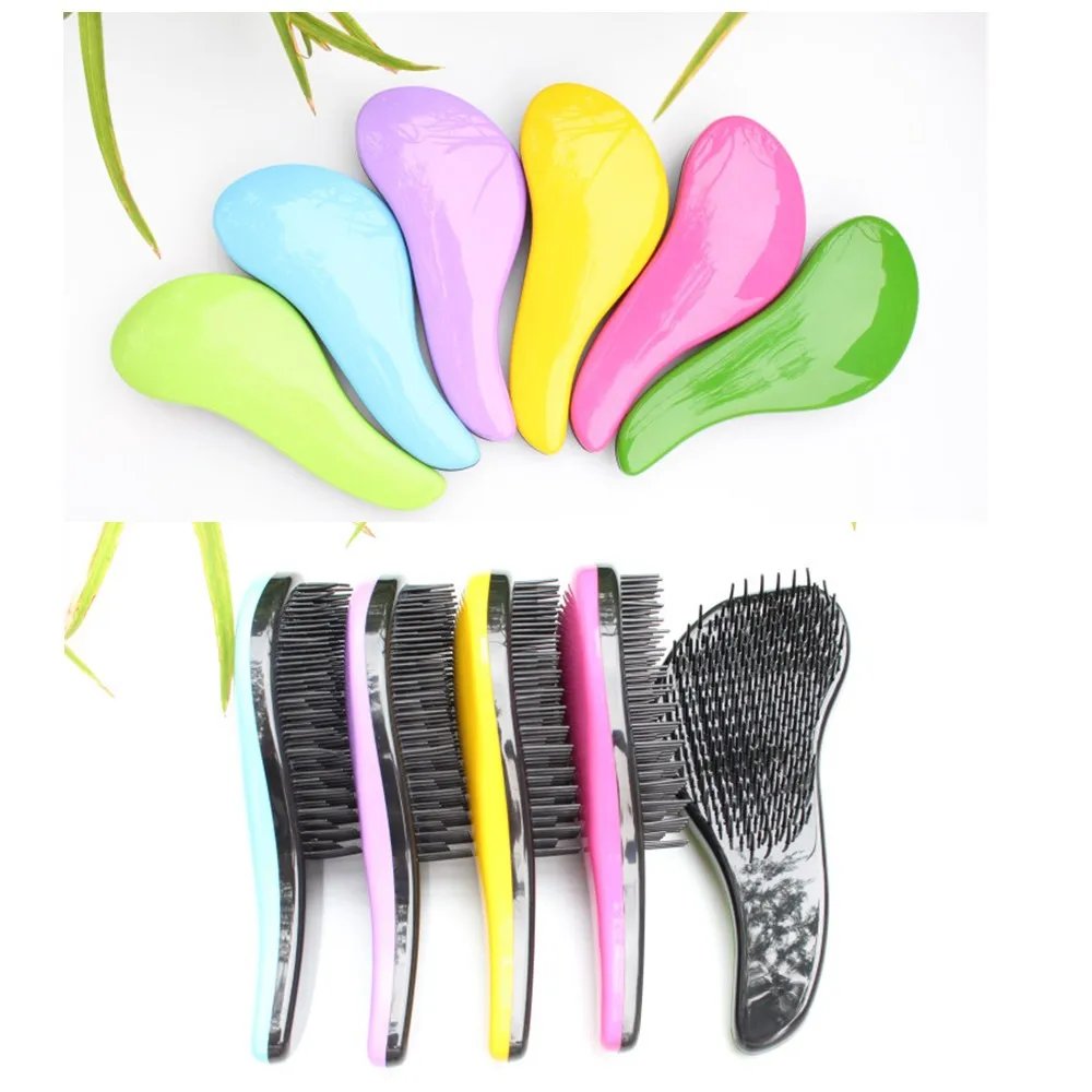 Large1pc Magic Anti static Hair Brush Handle Tangle Detangling Comb Shower Electroplate Massage