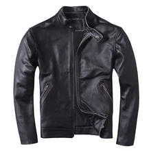 Винтаж корова кожаные пальто Для мужчин Натуральная кожа куртка Для Мужчин's Пояса из натуральной кожи пальто мото байкер кожаная куртка мужская Костюмы весеннее пальто