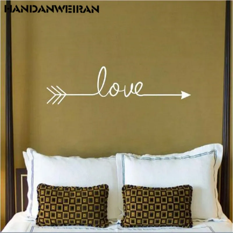 

HANDAN WEIRAN 1PCS Creative PVC Sculpture LOVE arrow decorative wall sticker bedroom decor for Valentine's Day present 57*14CM