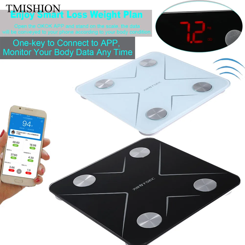 smart bluetooth led body fat weight scale bmi body composition