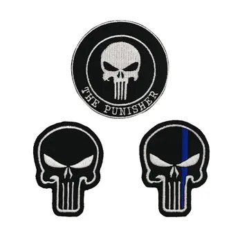 

PUNISHER iron on backing punk skull embroidered rider biker motorcycle patches for back vest hat clothing
