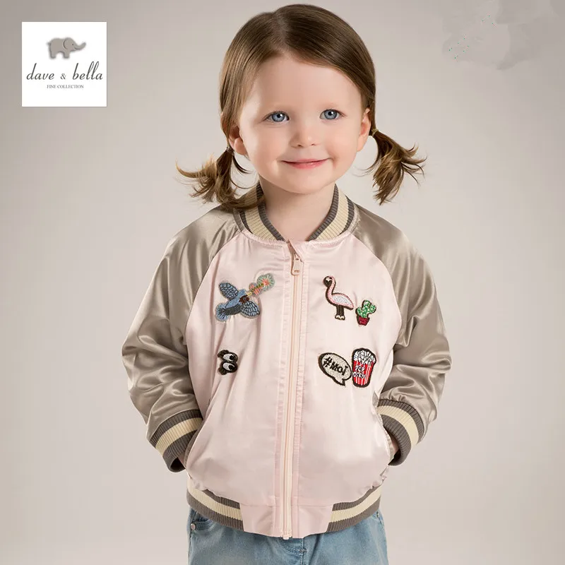 DB5186 davebella spring baby girl latest fashion baseball jacket pink