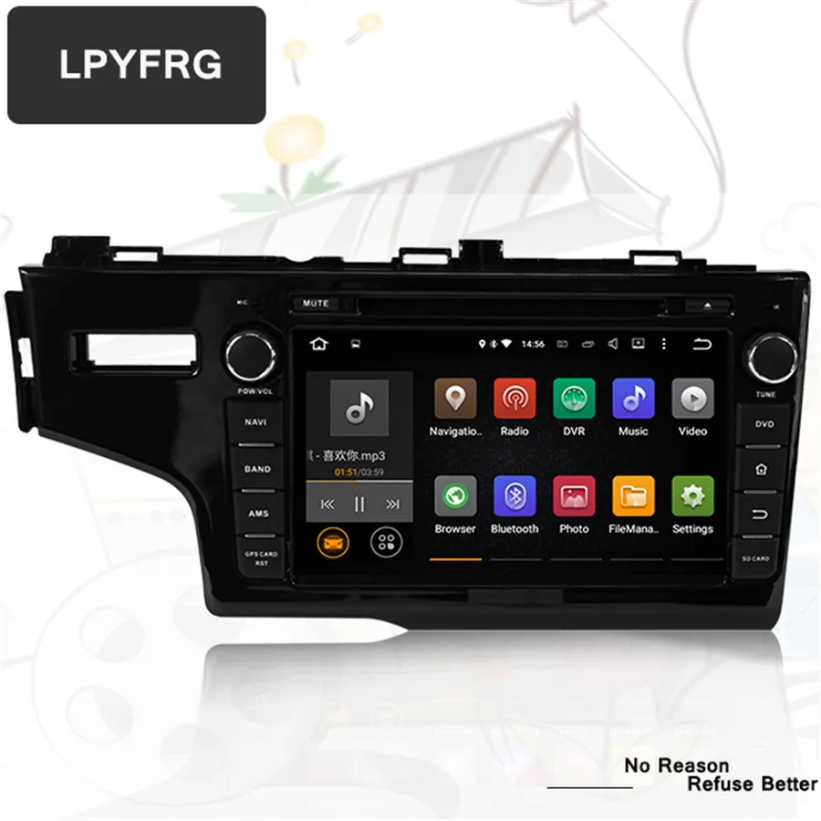 2 Din android 10 0 автомобильный DVD-радиоплеер 1024*600 для Honda FIT 2014-17 GPS-навигация Авторадио