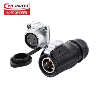 

CNLINKO LP20 5&7 pin 12A 500V circular panel waterproof IP65 connector with cover for industrial power signal for Led equipment