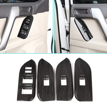 

4pcs Black Wood Grain ABS Window Lift Button Frame Trim For Toyota Land Cruiser Prado FJ150 150 2014-2018 Car For LHD