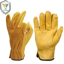 OZERO Work Gloves Cowhide Driver Security Protection Wear Safety Workers Welding Gloves For Men 0007 kopilova 1pairs welding gloves cow suede lengthen fire proof sputtering protection gloves wear resisting for finger protection