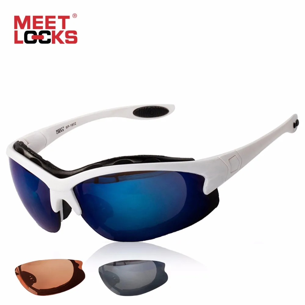 MEETLOCKS Polarized Cycling Sunglasses Goggles Eyewear Sport Glasses 2 Lens