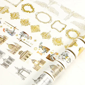 

1.5-6cm*5m Vintage Rome Building Golden Washi Tape Decorative Diary Scrapbooking Planner Kawaii Stationery School Supplies