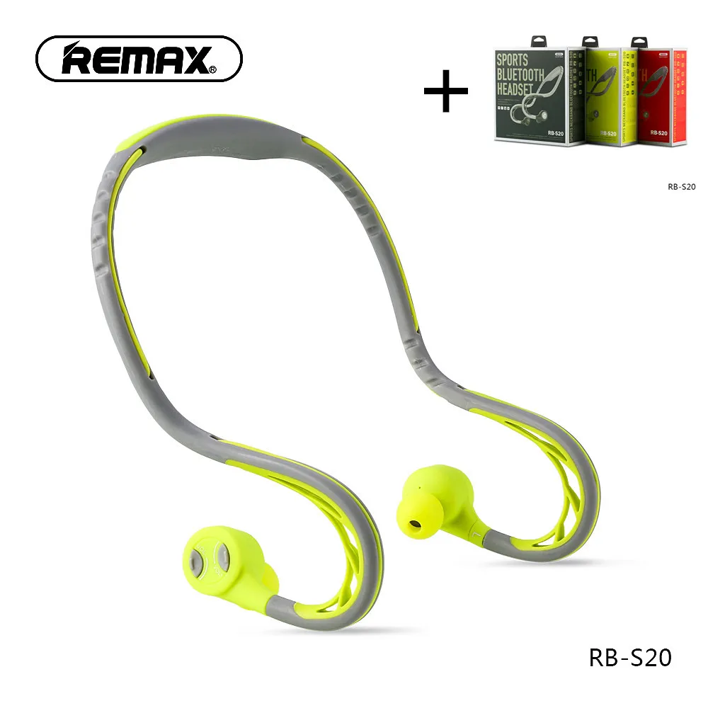 Remax S20 спортивные наушники-вкладыши bluetooth наушники 4,2 супер бас стерео шумоизолирующие наушники гарнитуры для мобильного телефона/ПК - Цвет: With packaging