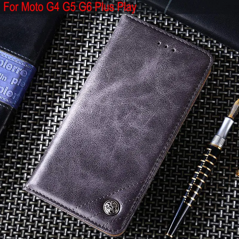 Чехол для moto rola g4 g5 g6 plus play роскошный кожаный чехол-книжка с подставкой и