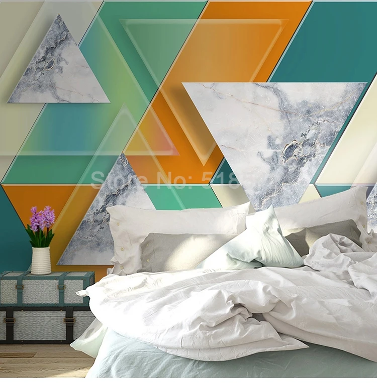 На заказ настенная бумага спальня 3D стереоскопический треугольник мраморный узор современная детская комната Гостиная ТВ фоновое